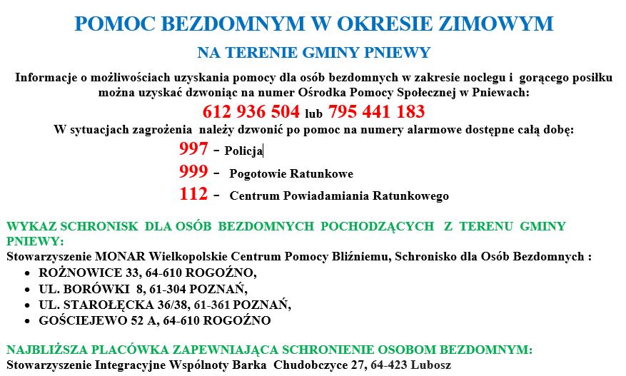 Plakat informujący o pomocy dla bezdomnych