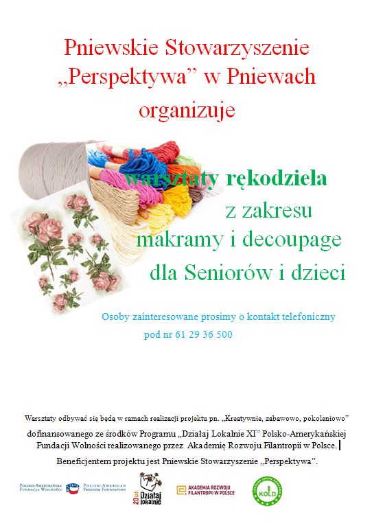 Plakat zaproszenia na&nbsp;warsztaty rękodzieła w&nbsp;DDS