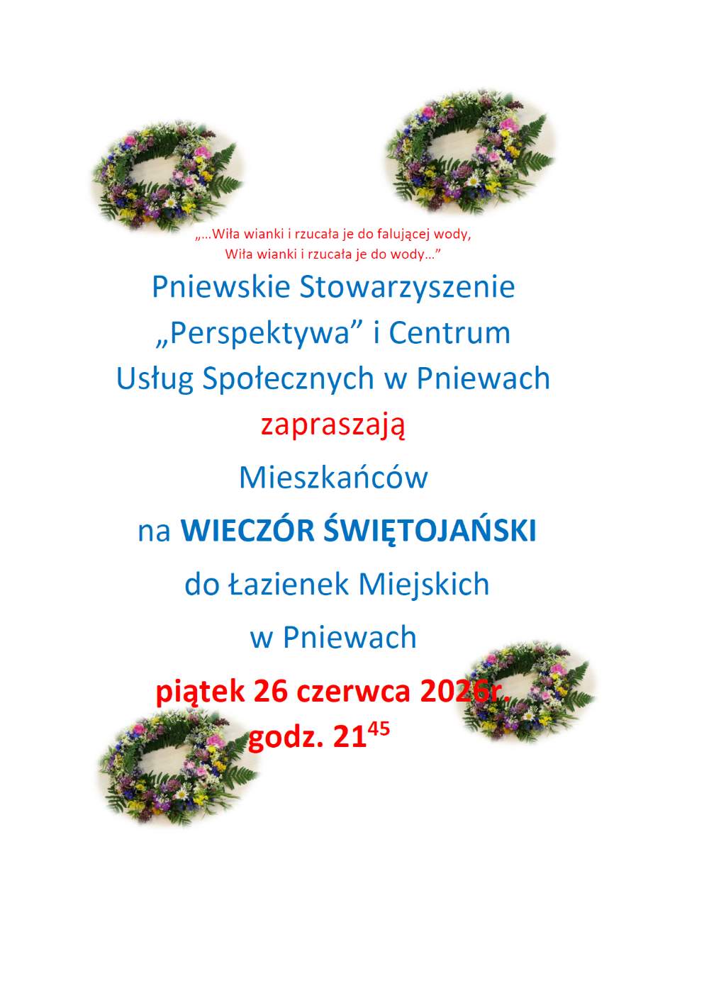Wiecz&oacute;r świętojański zaproszenie