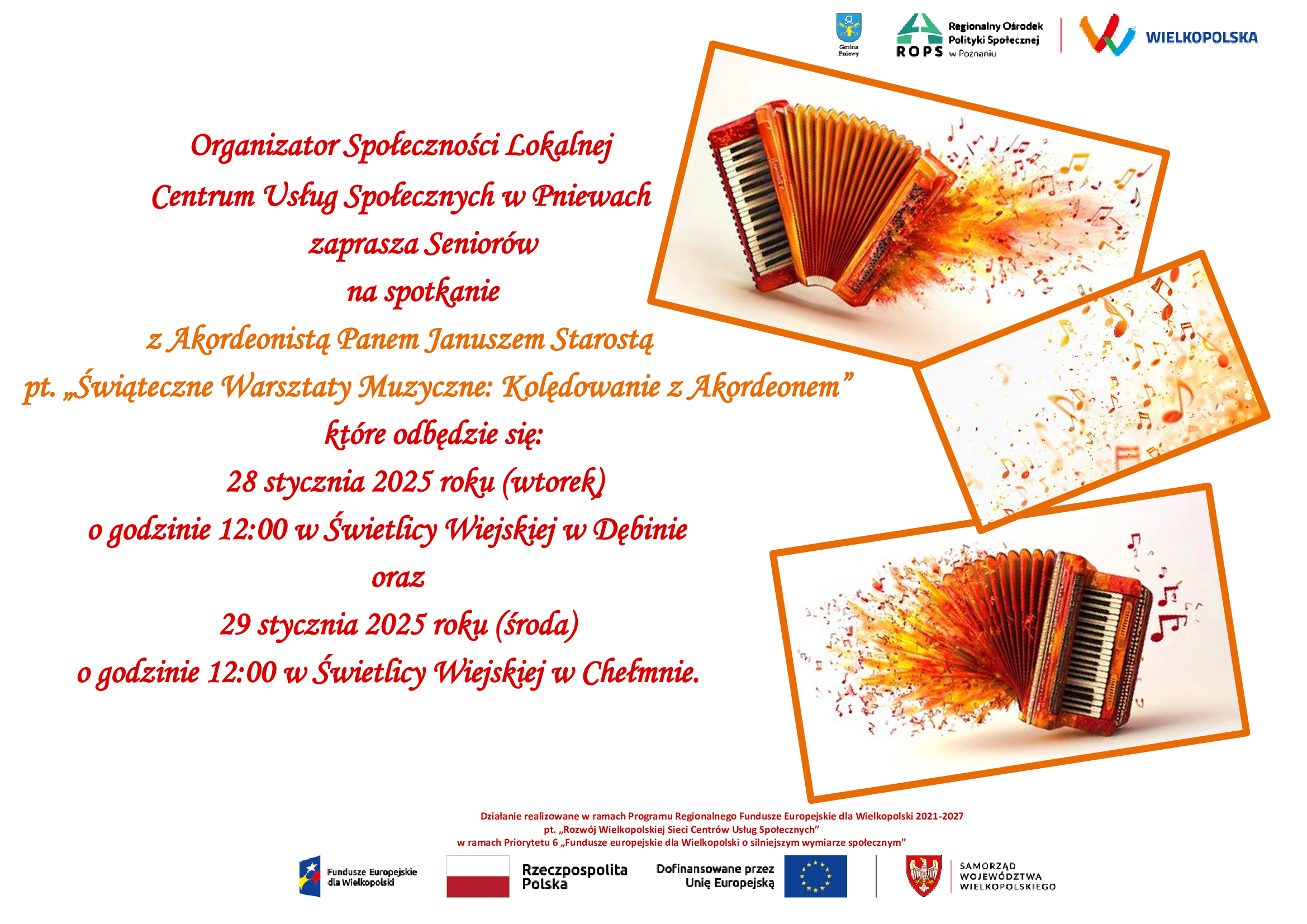 Zaproszenie do kolędowania w&nbsp;Chełmnie i&nbsp;Dębinie