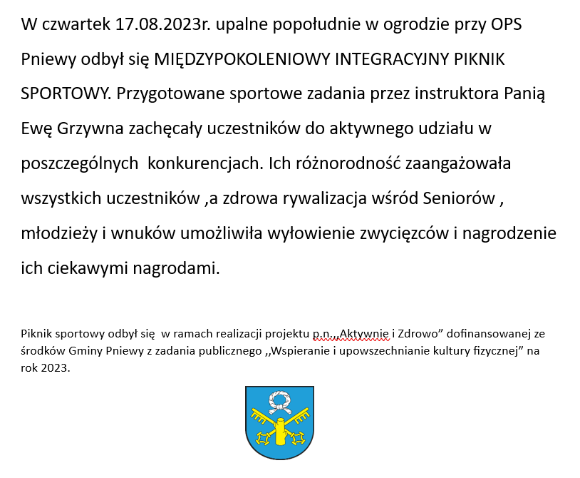 Informacja dotycząca pikniku sportowego w&nbsp;DDS